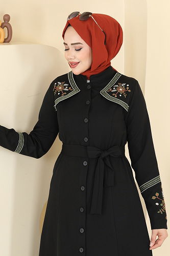 moda selvim Dress PL9211 Black - Thumbnail