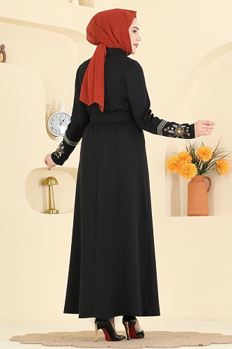 moda selvim الفستان أسود PL9211 - Thumbnail