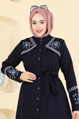 moda selvim الفستان كحلي PL9211 - Thumbnail