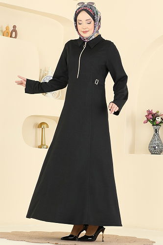 moda selvim Dress PL9216 Black - Thumbnail