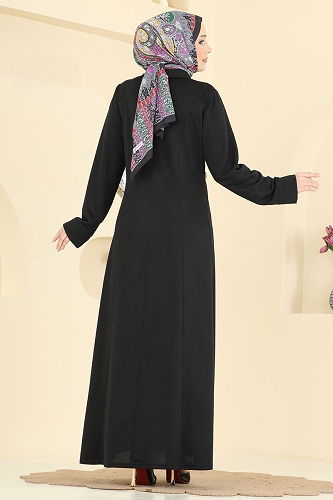 moda selvim الفستان أسود PL9216 - Thumbnail