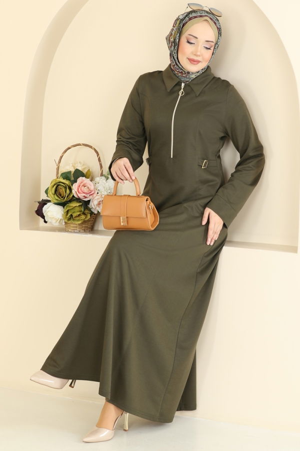 Modaselvim 20% + 70% OFF Dress PL9216 Khaki