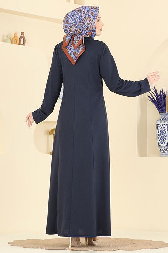 moda selvim Dress PL9216 Navy Blue - Thumbnail