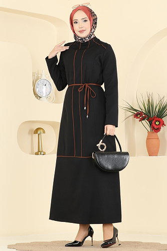 moda selvim Dress PL9219 Black - Thumbnail