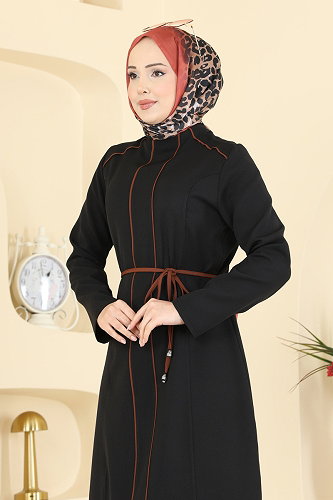 moda selvim الفستان أسود PL9219 - Thumbnail