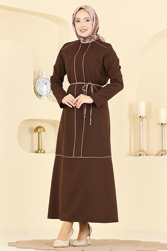 moda selvim Dress PL9219 Brown - Thumbnail