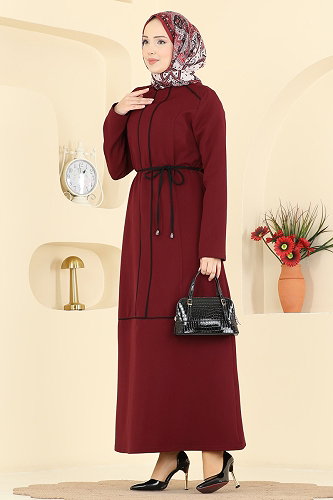 moda selvim الفستان خمري PL9219 - Thumbnail