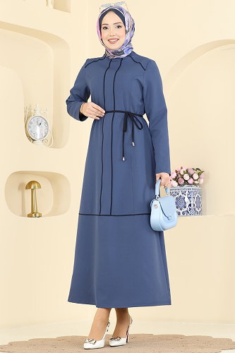 moda selvim Dress PL9219 Indigo - Thumbnail