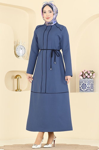 moda selvim Dress PL9219 Indigo - Thumbnail