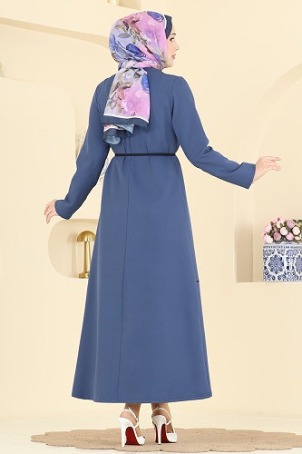 moda selvim Dress PL9219 Indigo - Thumbnail