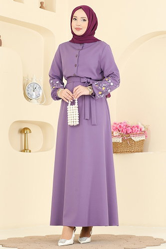 moda selvim Dress PL9220 Lilac - Thumbnail