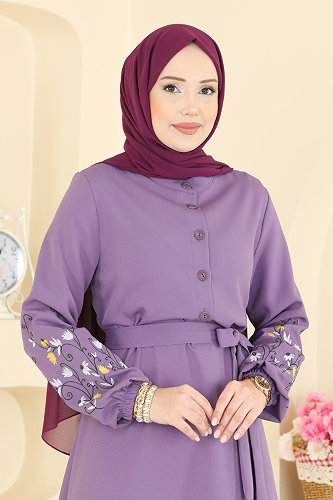 moda selvim الفستان ليلكي PL9220 - Thumbnail