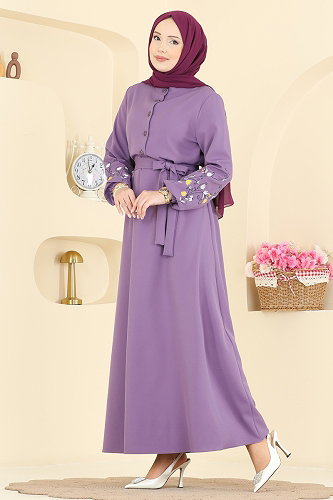 moda selvim الفستان ليلكي PL9220 - Thumbnail