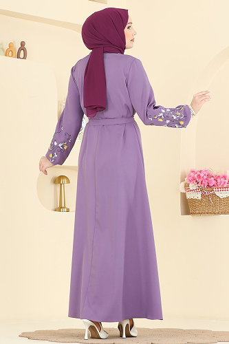 moda selvim الفستان ليلكي PL9220 - Thumbnail