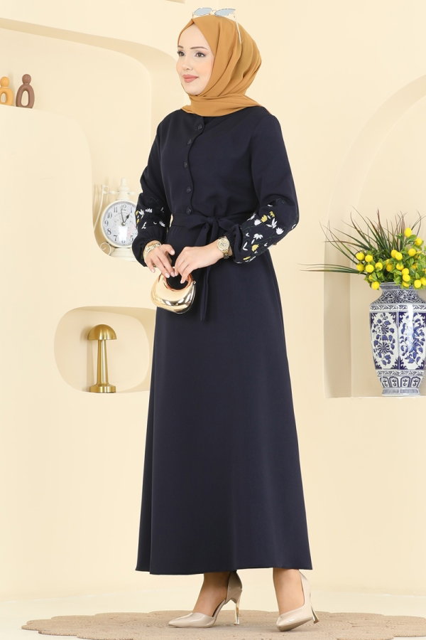 Modaselvim Dress Dress PL9220 Navy Blue