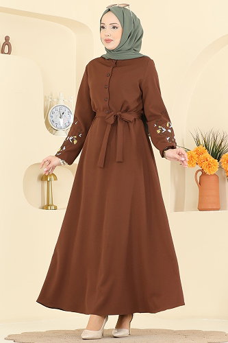 moda selvim Dress PL9220 Tan - Thumbnail