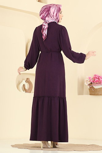 moda selvim Dress PL9225 Damson - Thumbnail