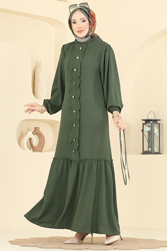 moda selvim Dress PL9225 Khaki - Thumbnail