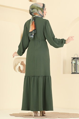 moda selvim Dress PL9225 Khaki - Thumbnail