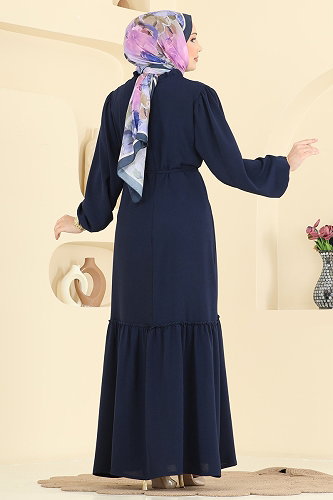 moda selvim Dress PL9225 Navy Blue - Thumbnail