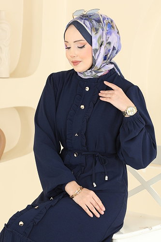 moda selvim الفستان كحلي PL9225 - Thumbnail