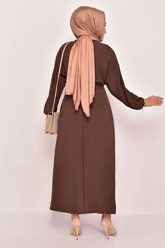 moda selvim DRESS TBT12252-M Coffee - Thumbnail
