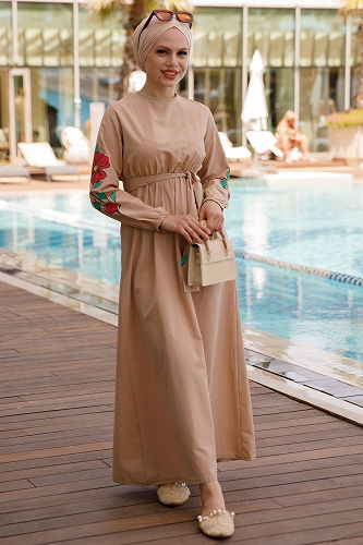 moda selvim DRESS TFS10315-M Beige - Thumbnail