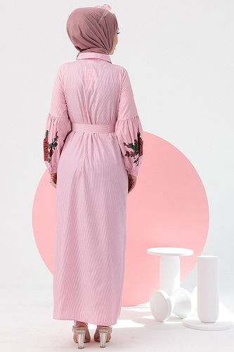 moda selvim DRESS TFS3017-M Pink - Thumbnail