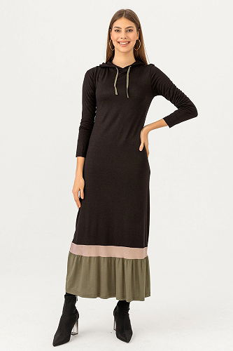 moda selvim الفستان اخضر عفني TFS3075-M - Thumbnail