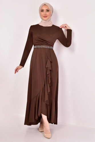 MRV K.B.R. - Dress with Flared Skirt KBR5078-M Coffee