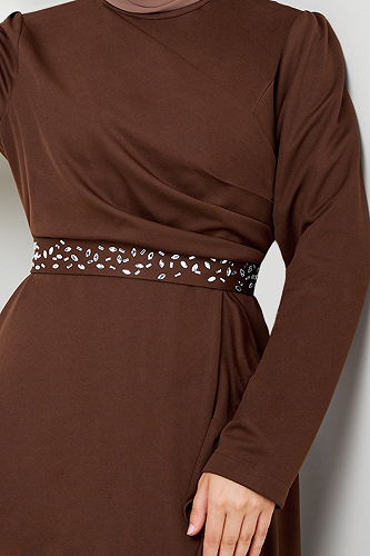 moda selvim الفستان4445KTR927-M قهوة - Thumbnail