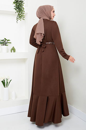 moda selvim الفستان4445KTR927-M قهوة - Thumbnail