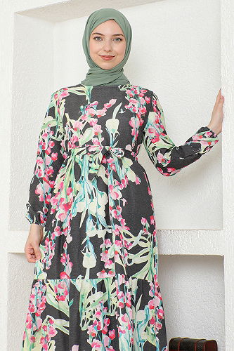 moda selvim Dress ZNK4663-M Anthracite - Thumbnail