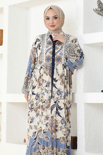 moda selvim DRESS ZNN4086-M Navy Blue - Thumbnail