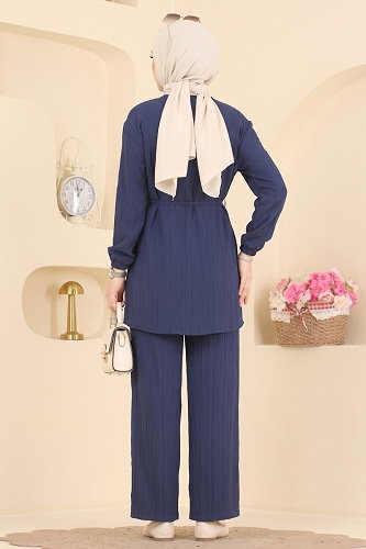 moda selvim Düğme Detaylı 2 li Takım 016ZMRK1203 Laci - Thumbnail