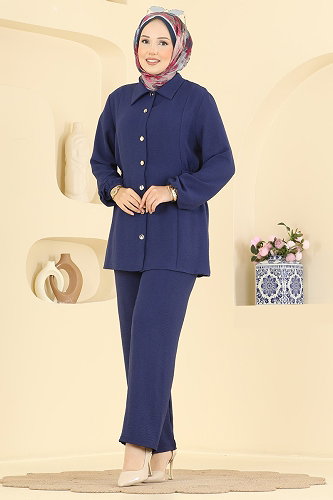 moda selvim Düğme Detaylı 2 li Takım 9245PLK541 Laci - Thumbnail