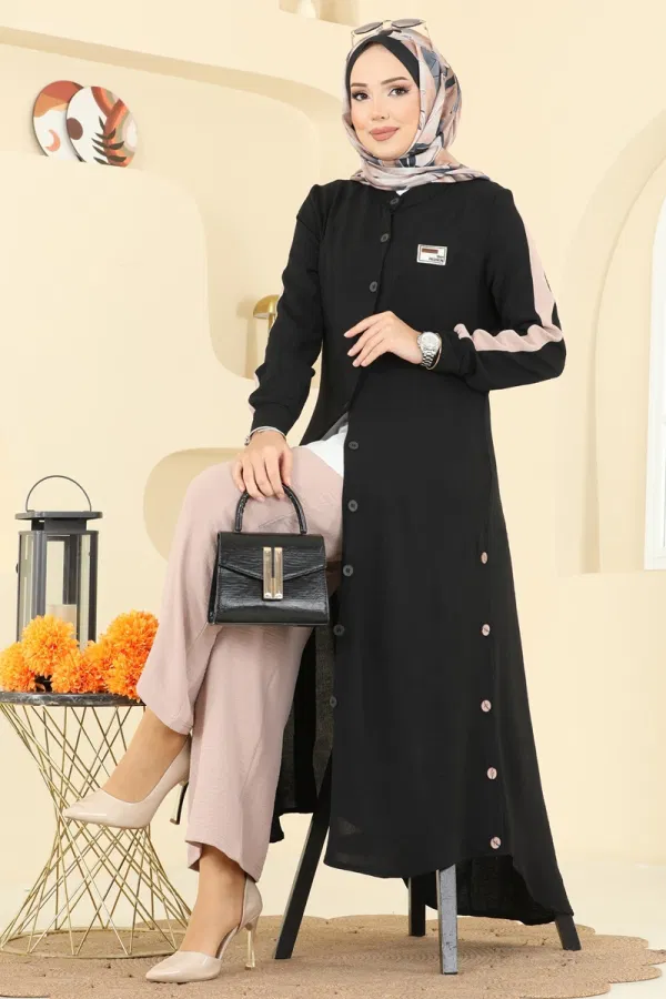 Modaselvim Kombin Düğme Detaylı Aerobin Takım 2752SL432 Siyah