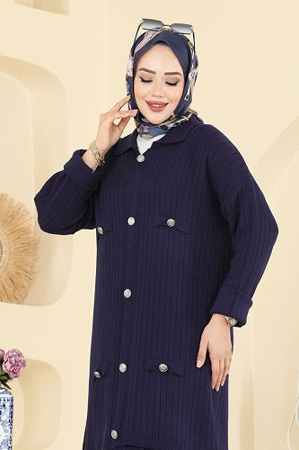 moda selvim Düğme Detaylı Etekli Takım 2756AYD574 Laci - Thumbnail