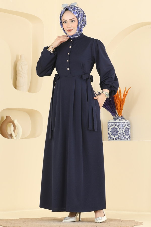 Modaselvim Elbise Düğme Detaylı Kemerli Elbise 24045UKBK1160 Laci
