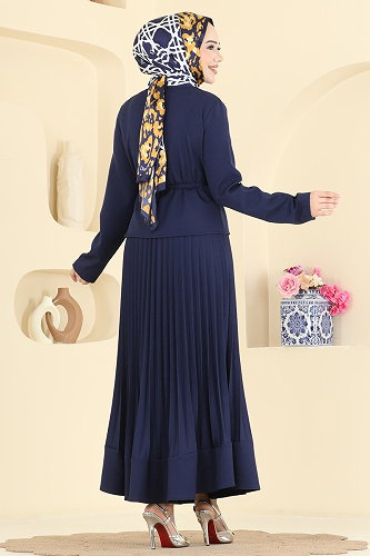 moda selvim Düğme Detaylı Piliseli Takım 2865SL432 Laci - Thumbnail