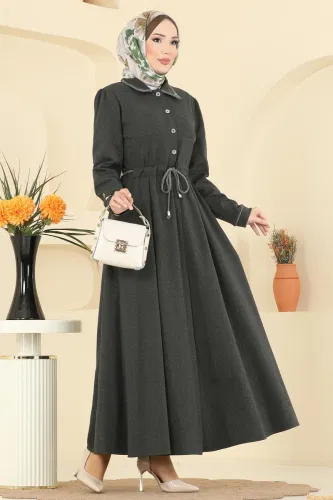 P.L. - Düğme Detaylı Tivit Ferace PL9183 Haki