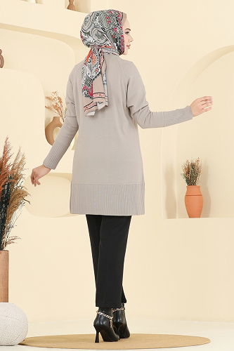 moda selvim Düğme Detaylı Triko Tunik 2715AYD574 Vizyon - Thumbnail