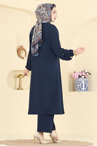 moda selvim Düğmeli 2 li Aerobin Takım 3034SMD1186 Laci - Thumbnail