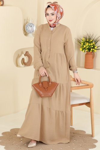 Z.N.N.K. - Düğmeli Aerobin Uzun Elbise 4124ZNNK1102 Vizyon