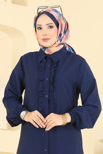moda selvim Düğmeli Fırfırlı 2 li Takım 002ZMRK1203 Laci - Thumbnail