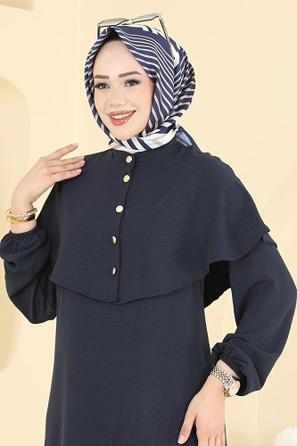 moda selvim Düğmeli Pelerinli 2 li Takım 003ZMRK1203 Laci - Thumbnail