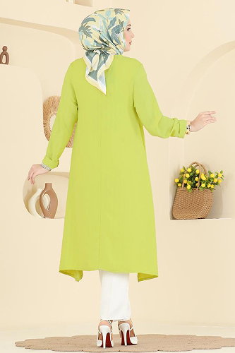 moda selvim Düz Renk Klasik Tunik 1011ZNNK1102 Asit - Thumbnail