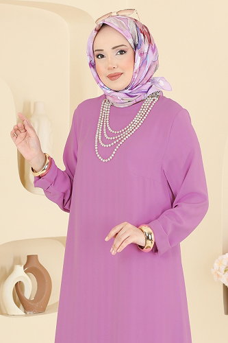 moda selvim Düz Renk Klasik Tunik 1011ZNNK1102 Pembe - Thumbnail
