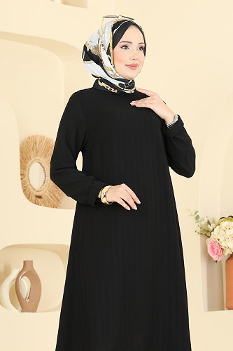 moda selvim Düz Renk Klasik Tunik 1011ZNNK1102 Siyah - Thumbnail