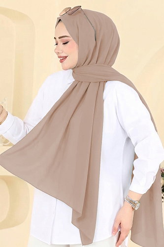 moda selvim Düz Şifon Şal Serisi 3460SL432 Açık Vizyon - Thumbnail